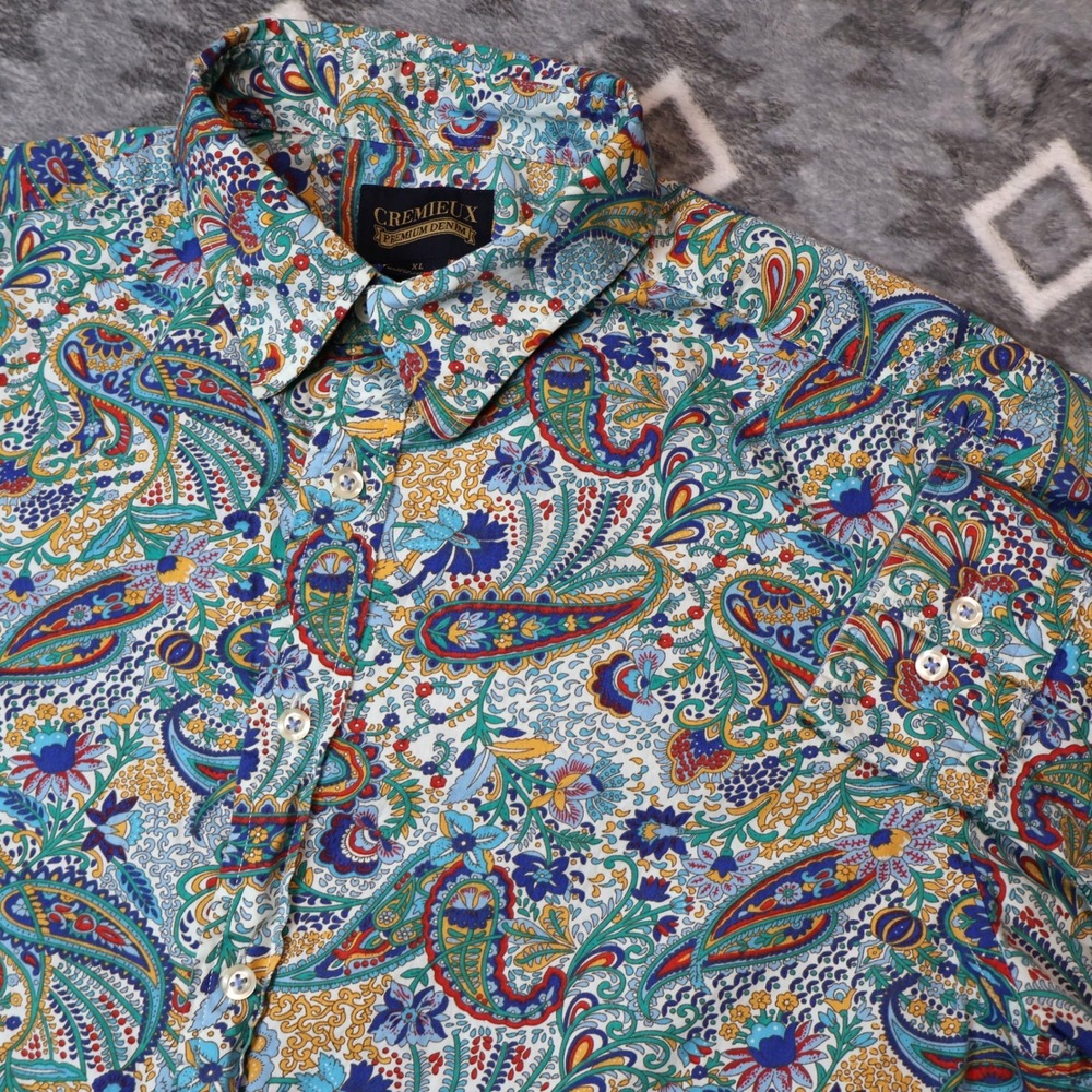 Cremieux Premium Denim Mens XL Paisley Button Down Shirt Multi Color Cotton